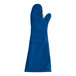 A blue Tucker Safety oven mitt with sewn-in liner.