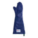 A blue Tucker Safety oven mitt.