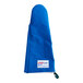 A blue Tucker Safety Products oven mitt with a white label.