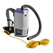 A ProTeam GoFit backpack vacuum with a hose and wand attached.