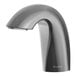 A close-up of a Bradley polished chrome automatic foam soap dispenser.