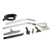 The ProTeam GoFit backpack vacuum cleaner with Xover multi-surface wand kit and various accessories including a brush.