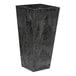 A black rectangular Novelty Manufacturing Co. Ella Artstone planter with a black base.