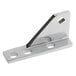 A silver metal Avantco bottom left hinge pivot bracket with two holes.