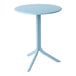 A white Nardi round table with a blue top and metal legs.