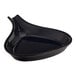 An Acopa black stoneware fry pan server with a curved edge.