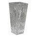 A grey square artstone planter.