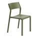 A green plastic Nardi Trill Bistrot outdoor dining chair.