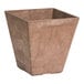 A brown square planter with a square top.