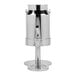 A stainless steel Vollrath Somerville milk dispenser with a spigot and stand.