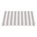 An Awntech Dallas grey and white striped fixed fabric awning.