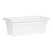 A white rectangular Novelty Manufacturing Co. patio planter.