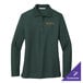 A dark green Port Authority women's long sleeve polo shirt.