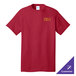 A red Port & Company short sleeve t-shirt with a logo on it.