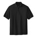 A black Port Authority® silk touch pique polo shirt.