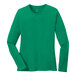 A Port & Company women's long sleeve Kelly green T-shirt.