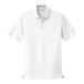 A white Port Authority Dry Zone short sleeve polo shirt with a collar.