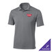 A small grey Sport-Tek polo shirt with a logo on it.