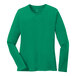 A Port & Company extra small women's long sleeve Kelly green cotton T-shirt.