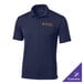 A navy blue Sport-Tek polo shirt with gold embroidery.