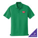 A bright kelly green Port Authority polo shirt with a logo.