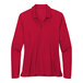 A red Nike long sleeve polo shirt.