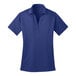 A Port Authority royal blue women's short sleeve polo shirt with a collar.