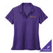A Nike women's Court Purple Dri-FIT polo shirt with a logo on it.