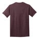 The back of a Port & Company heather athletic maroon short sleeve t-shirt.
