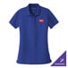 A large blue Port Authority women's polo shirt with a logo.