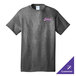 A graphite heather Port & Company T-shirt with pink text that says "Jessica"