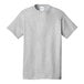 A grey Port & Company short sleeve t-shirt with a blue tag on a white background.