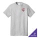 An extra large grey Port & Company t-shirt with a red and white logo.