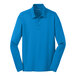 An extra large unisex Port Authority blue long sleeve polo shirt.