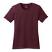 A Port & Company maroon short sleeve t-shirt.