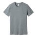 A grey Bella + Canvas customizable t-shirt with a white collar.