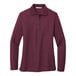 A Port Authority extra small women's long sleeve burgundy polo shirt.