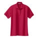A red Port Authority polo shirt for women.