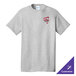 A Port & Company customizable grey t-shirt with a logo on it.