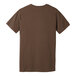 A customizable heather brown Bella + Canvas t-shirt with a white logo on the back.