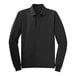 A black Port Authority® long sleeved silk touch polo shirt.