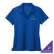 A blue Nike polo shirt with a logo on it.