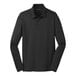 A black Port Authority long sleeve polo shirt.