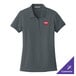 A medium graphite Port Authority women's polo shirt with a logo on it.