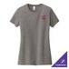 A District women's gray customizable short sleeve t-shirt with a red logo on it.