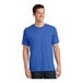 A man wearing a Port & Company royal blue cotton T-shirt.
