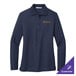 A Port Authority women's long sleeve navy blue polo shirt with embroidered logo.