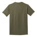 A back view of a Port & Company olive drab green t-shirt.