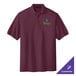 A maroon Port Authority polo shirt with a logo on it.
