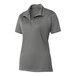 A Sport-Tek women's grey concrete polo shirt with a collar.